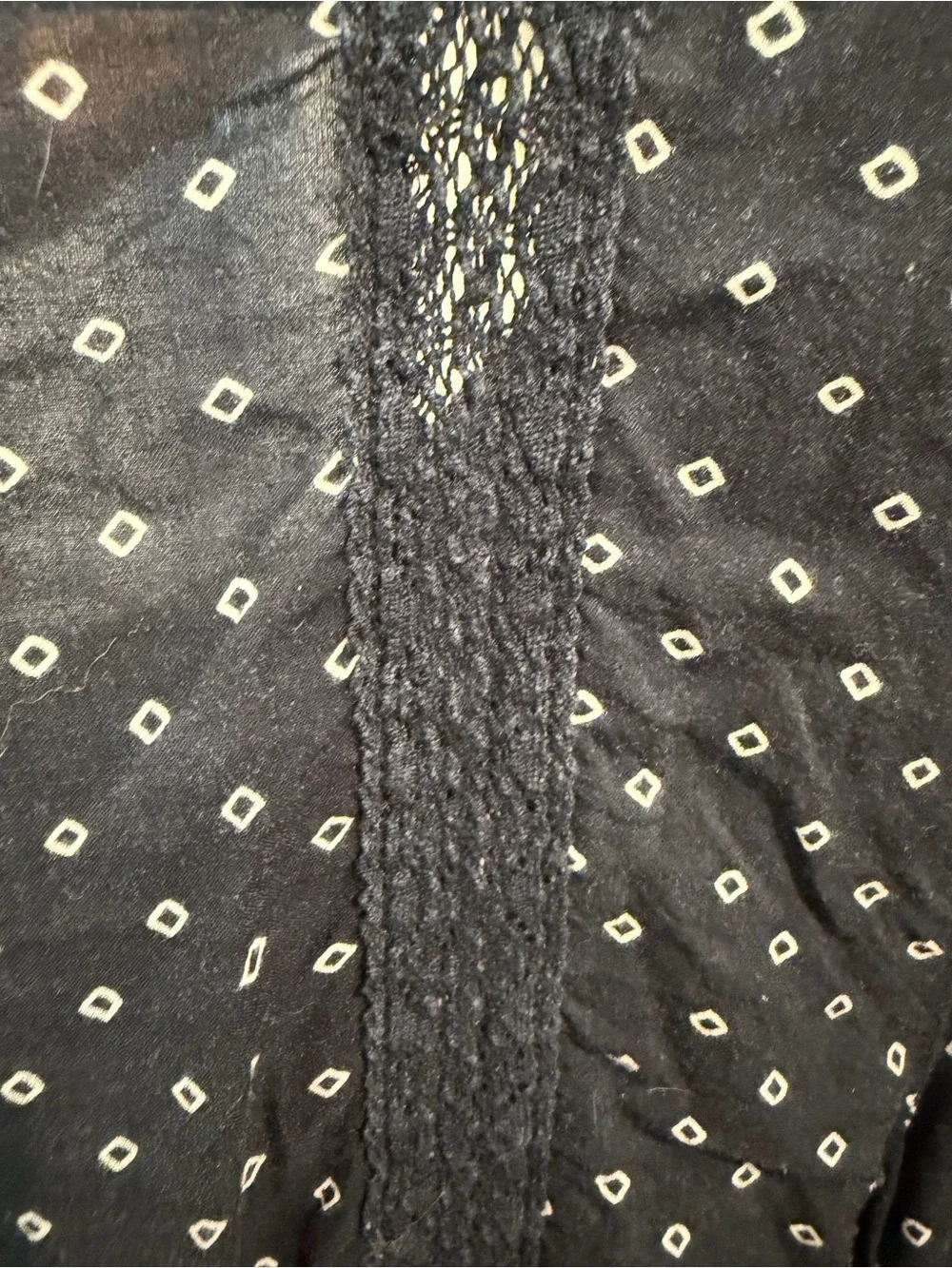 Free People Black Printed Button-Front Blouse Size Medium